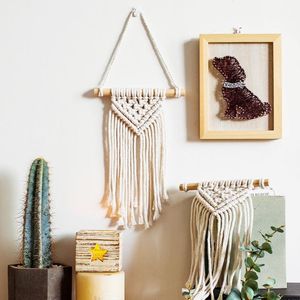 Tapissries macrame vägg hängande hem dekoration bohemiska handgjorda vävda bomull små tapestry diy konst dekor vackra gåvor est