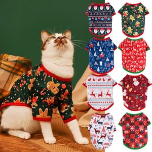 クリスマス犬の服小さな犬の猫の衣裳のクリスマスペット装飾かわいい漫画サンタクロース雪だるまの印刷xd29960