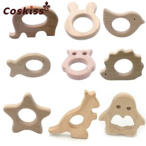 Trä Teethers 10pc Nature Baby Tanding Toy Organic Eco-Friendly Wood Holder Spädbarn Nursing Show Gift Teether 211106