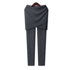 Spring Xl-5xl Women's Warm Pants Casual Thicken Velvet Pencil With Mini Skirt Plus Size High Elastic Legging 210527