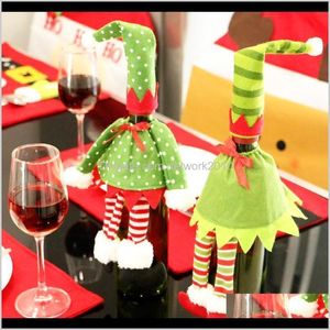 Festliga tillbehör Hem Garden Drop Leverans 2021 Juldekorationer Party Gift för Xmas Bar Red Wine Bottle Cover Bags D71ek