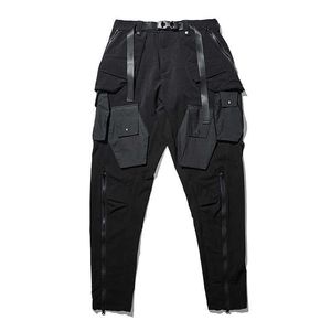Elevresor 20fw Funktionella byxor Flera 3D-kistafickor YKK Zippers Techwear Ninjawear Darkwear Goth Streetwear X0723