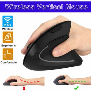 Ratos verticais ergonômicos com LED RGB Light 2.4G Sem Fio Direito Esquerdo Computador Computador Mouse 6D USB Mouses Mousees Gamer Confortável Mices para Portátil PC