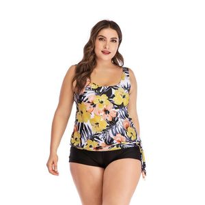 Moda de banho feminina Biquíni floral de cintura alta plus size tampa tropical halter tankini maiôs grandes trajes de banho tanque sexy top letwear