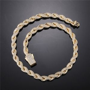 Thick Chain For Men Gold Color Fashion 8mm 18-24inch 18K Yellow Gold Plated CZ Rope Chain Necklace Bracelet Men Jewelry