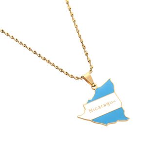 Enamel Nicaragua Map Flag Pendant Necklaces Sier Gold Color Jewelry Nicaraguan Jewellery