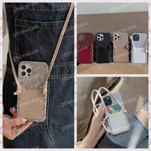 Lanyard Crossbody Telefonfodral för iPhone 16 15 14 13 12 11 Pro Max Case Designer Kort Vackra handväska 15Pro 14pro 13pro 12pro 11Pro X Xs XSmax XR 8 7 Plus med låda