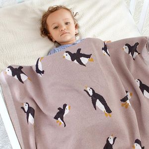 Autunno Inverno Neonato Neonato Ragazza Pinguino Coperta in maglia nata Trapunta Ragazzi Ragazze Tenere 210429