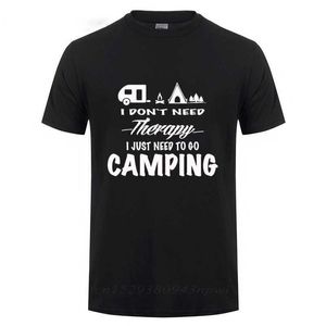 私はセラピーキャンプTシャツLIFY CAMP S Tシャツ幸せな面白い旅行者の国有森林グラフィックティー210629を必要としません