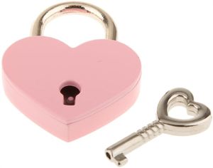 Valentine's Pink Metal Heart Shaped Padlock Mini Lock with Key for handbag, small luggage, tiny craft diary box XB1