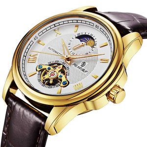 Nuevos relojes de moda para hombre automáticos a prueba de agua tourbillon hueco reloj mecánico estilo luminoso de comercio exterior transfronterizo