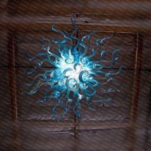 Aqua Blue Lampy Boże Narodzenie Dekoracje Wisiorek Oświetlenie Nowoczesne Jadalnia Światła Round 50 cm Ręcznie Dmuchanie Szklany Żyrandol Do Decor House