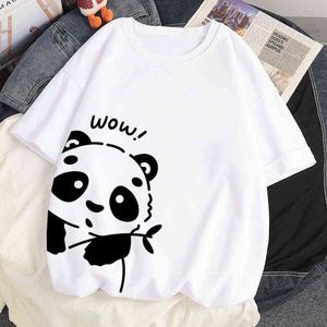 100% хлопок футболка летом негабаритная футболка harajuku y2k черный белый kawaii милый медведь свободные с короткими рукавами женские тройники рубашки g220310