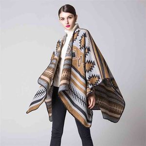 Frauen Pullover Geometrische Puzzle Cape Europa Und Amerika Außenhandel Einfache Mode Verdickte Lange Warme Schal Reise 210427