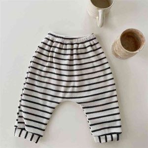 Herbst Freizeithosen Kinder Jungen und Mädchen Baby gestreifte Hosen Stretch Leggings 210702