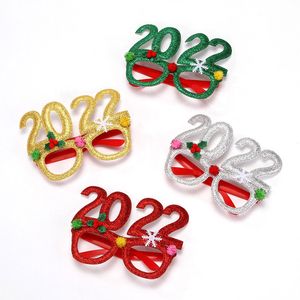 Glitter Boże Narodzenie Okulary Dekoracja 2022 Wakacje Szklana Rama Xmas Dom Dekoracje Prezenty