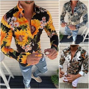 Stylish M-3XL Fashion Men Blouses Hawaiian Floral Short Shirts Sleeve V Neck T-shirt Holiday Casual Button Top1