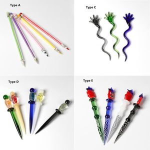 DHL Smoking Glass Wax Oil Dab Dabber Tool 5 Tipi Dry Herb Tobacco Rigs Nail Pipe Accessori per Water Bong Quartz Banger