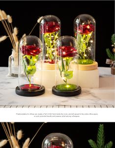 Weihnachtsdekorationen Romantik Ewiges Leben Blume Glasabdeckung Rose LED Batterielampe Geburtstag Valentinstag Geschenk Geschenke