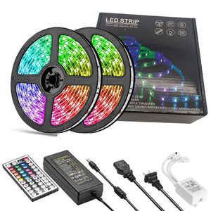 LED-Streifenlichter RGB SMD5050 DC12V Farbwechsel-LED-Band-Lichtset, flexibel wechselnde mehrfarbige Beleuchtungsstreifen mit 44 Tasten für TV