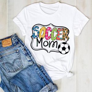 Damen T-Shirt Damen Lady Baseball Mom Leopard Fußball Print Damen Sommer T T-Shirt Damen Damen Top Shirt Kleidung Grafik