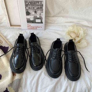 Boca rasa liso preto sapatos para mulheres casuais tênis femininas all-match modis ladies 'calçados de Oxfords estilo britânico dedo do pé