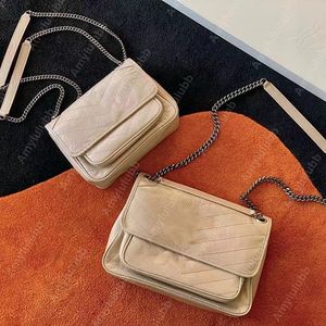 Lüks tasarımcı niki omuzdan askili çanta mumlu deri postacı çantası kadın çapraz vücut çanta Satchel bayan eski tasarım sacoche moda klasik Çizgili
