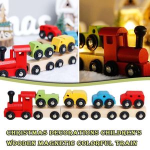 Wholesale trains rail for sale - Group buy Christmas Decorations Train Children s Wooden Magnetic Colorful Rail Car Ornament Happy Year