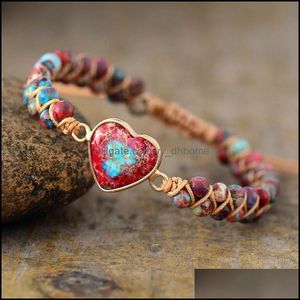Beaded, Jewelrybeaded, Strands Natural Stone Heart Charm Bracelets String Braided Rame Friendship Wrap Bracelet Women Jewelry Drop Delivery
