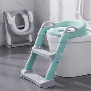 Folding Infant Potty Seat Urinal Backrest Training Chair with Step Stool Ladder for Baby Toddlers Boys Girls Safe Toilet Potties 211028