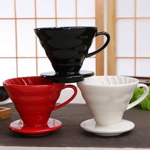 Keramik Kaffe Dricker Motorstil Kaffe Droppfilter Kopp Permanent Häll över kaffebryggare med separat stativ för 1-4 koppar 210712