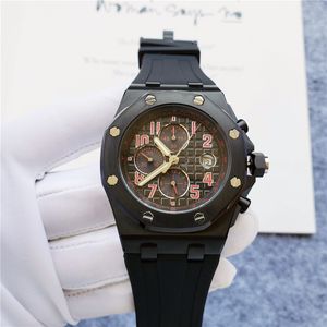 Relógio automático para homens luxo cronógrafo relógio de aço inoxidável à prova d'água, diâmetro de discagem 42mm, sapphire vidro sillicone strap mens relógio relógio de pulso