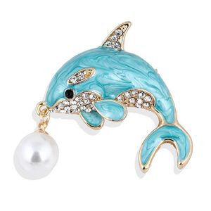Pins, broscher söt ljusblå färg dolphin emalj stift fisk djur brosch vacker sommar t-shirt smycken droppe