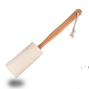 Spazzola da bagno in luffa naturale con manico lungo in legno Esfoliante Pelle secca Doccia Body Scrubber Spa Massaggiatore spedizione marittima RRB12224