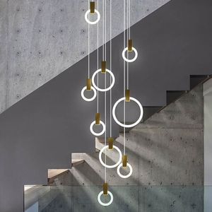 Nordic LED crylic Ring bedside Pendant lamp Hotel Guest room Hanging lamp Multi head combination restaurant light