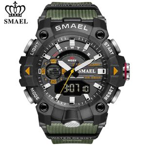 SMAEL Fashion Sports Waterproof Watch Men Top Luxury Brand Military Digital Quartz Wristwatch Mens Dual Display Backlight Clock X0524