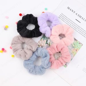 Cores Sólidas Furry Scrunchie Scrunchie Pelúcia Elastic Hair Bands Mulheres Meninas Titular De Cabelo De Borracha Acessórios De Cabelo