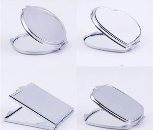 DIY Makijaż Lustra Iron 2 Twarz Sublimacja Blank Platerowany Aluminium Arkusz Dziewczyna Prezent Kosmetyczne Kompaktowe Lustro Przenośna Dekoracja SN2647