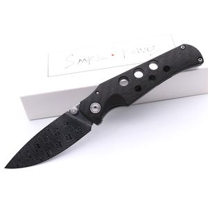 Coltelli Smke JG Scout Coltello pieghevole tascabile personalizzato Lama di Damasco Manico in fibra di carbonio Coltello da campeggio tattico di sopravvivenza Strumenti per la caccia all'aperto