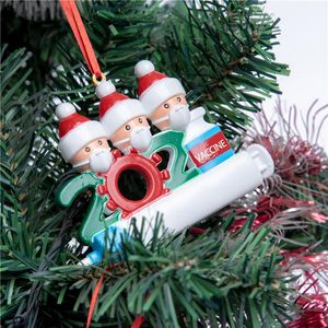 DHL Kwarantanin Spersonalizowany Boże Narodzenie 2021 Dekoracja DIY Wiszące Ornament Cute Snowman Wisiorek Dystansowy Social Party Szybka Dostawa ABS Żywica