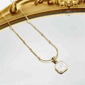 Custom Gold Plated Titanium Women Jewelry Square Shell Zodiac l Stainls Steel Necklac