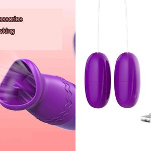 NXY Eggs Adult Sex Toys Double Head Bullet Vibrator Jumping Egg Tongue licking Female Masturbation Equipment USB charging toys 1124