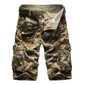 Camouflage Camo Cargo Shorts Uomo Uomo Casual Uomo Lavoro allentato Uomo Pantaloni corti militari Plus Size 29-44 210716