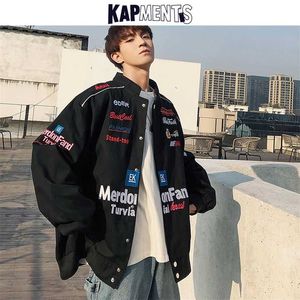 Kapments Men Bevaribed Streetwear Бейсбол Куртки Мужской Harajuku Хип-хоп Япония Стиль Windbreaker Мужской Корейский Повседневная Куртка 21110