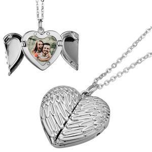Fashion Sublimation Blank Angel Wing Heart Necklace Designer Jewelry Valentines Day Gold Silver Plated Pendant Choker Locket Lovers Necklace For Women Men Gift