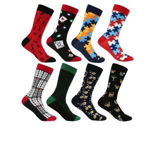 Peonfly Par 1 Drop Shipping Mens Höst Vinter Business Dress Long Cotton Funny Crew Socks Calcetines de Hombre X0710