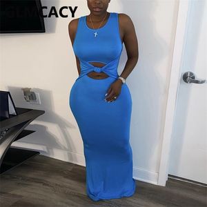 Women Casual Sleeveless Solid Maxi Dress Classy Church Party Dress Evening Long Vestidos Robe 210630