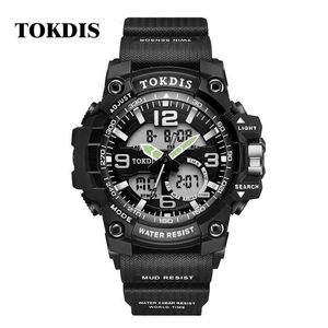 Tokdis Brand New Men Wojskowy Zegarek Kwarcowy Sport Wodoodporny Dual Display Watch Wrist Watch Męski Cyfrowy Zegar Analogowy Relogio Masculino G1022