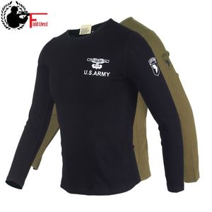 EUA exército tático estilo militar t-shirt homens camiseta algodão roumd pescoço magro ajuste muscle manga longa camisetas marinho tee top macho 210518