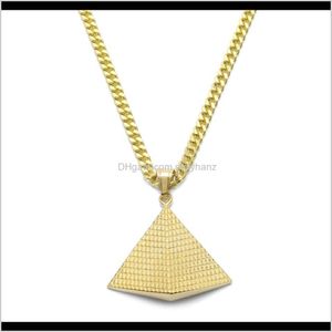 Necklaces & Pendants Drop Delivery 2021 Egyptian Pyramid Pendant Charm Gold Plated 316L Stainless Steel Necklace Chain Women/Men Egypt Jewelr